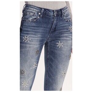Miss Me Timeless Stud Skinny Ankle Jeans Blue 25